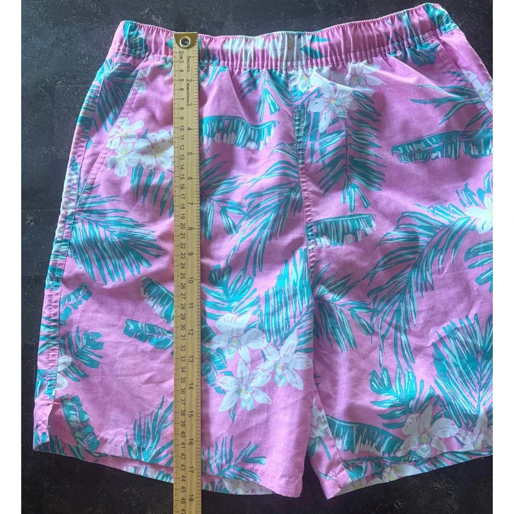 Vineyard Vines Mens Large Pink‎ Tropical Floral Palm Leaf Swim Trunks L 6.5
